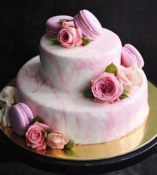 Свадебный торт  "Розовый мрамор"